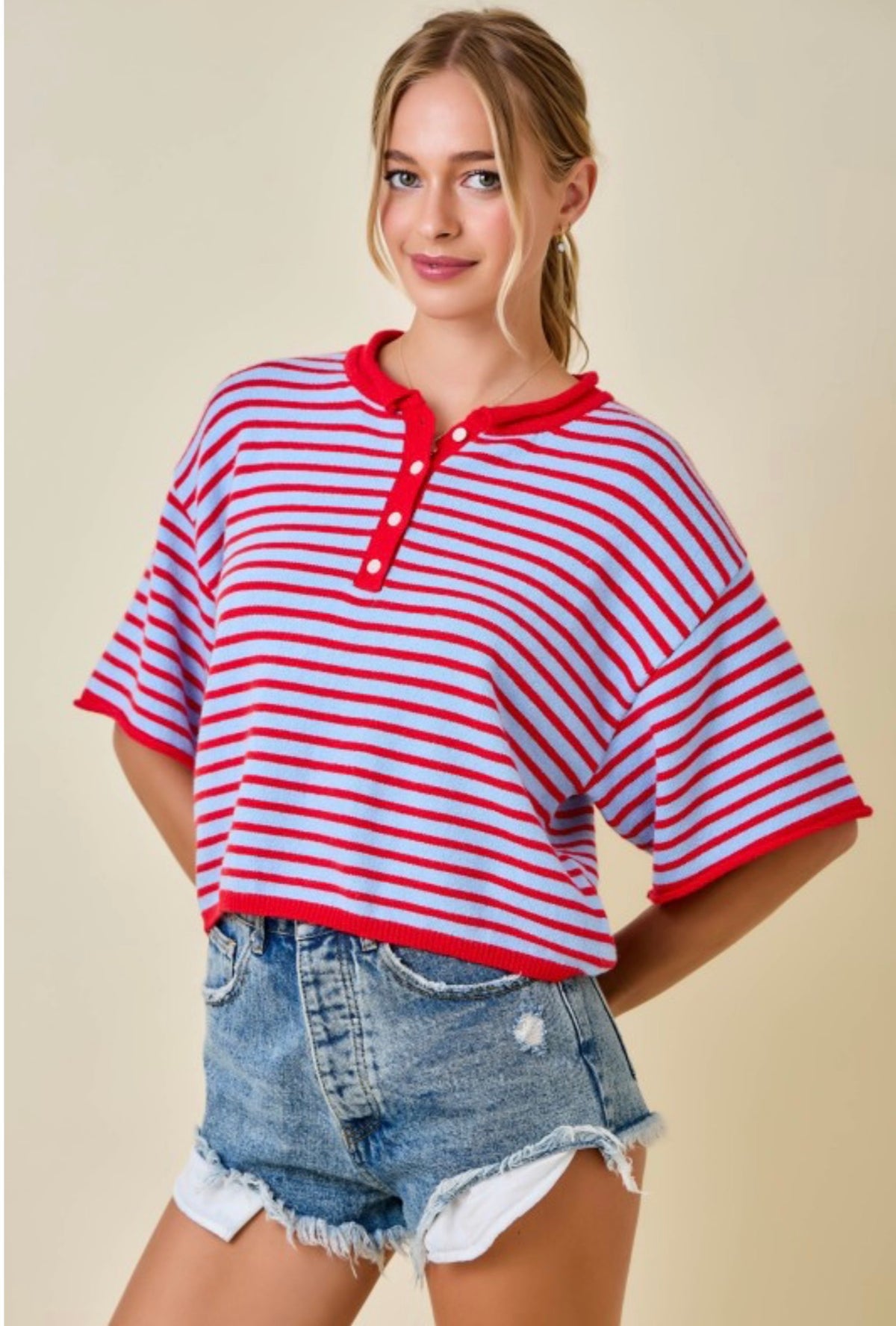 Henley short sleeve top