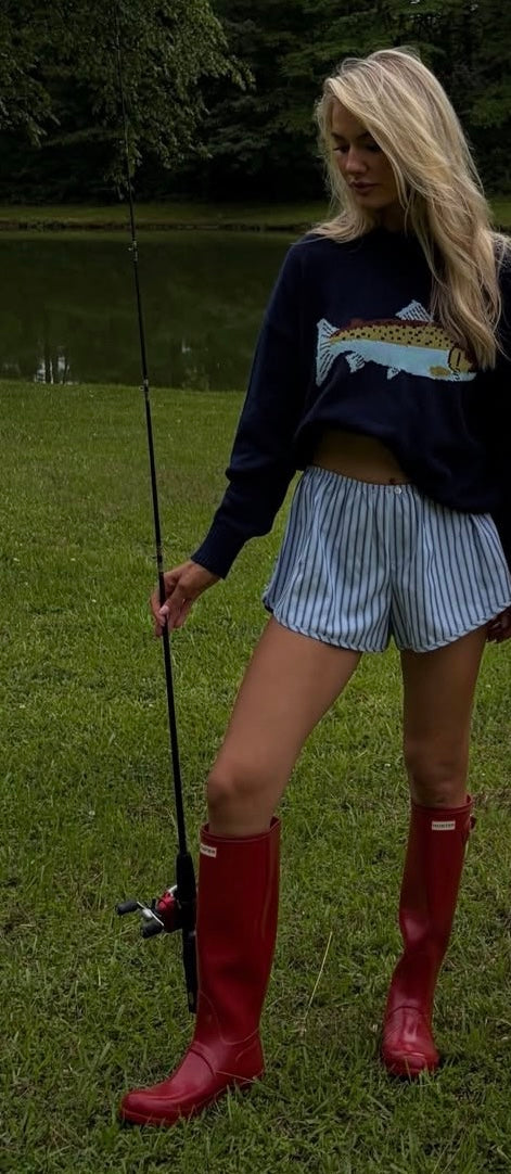 Fish navy sweater