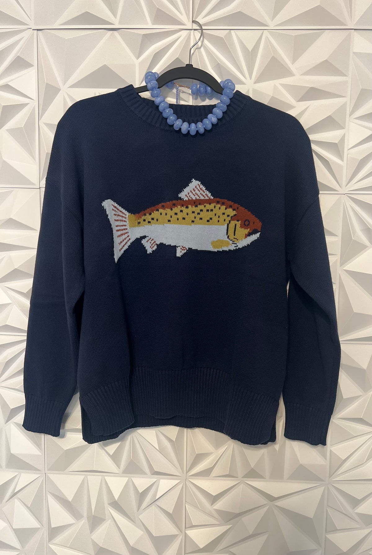 Fish navy sweater