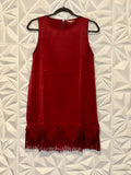 Lace trim maroon dress