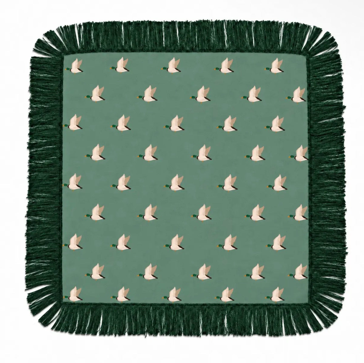 Green fringe scarf